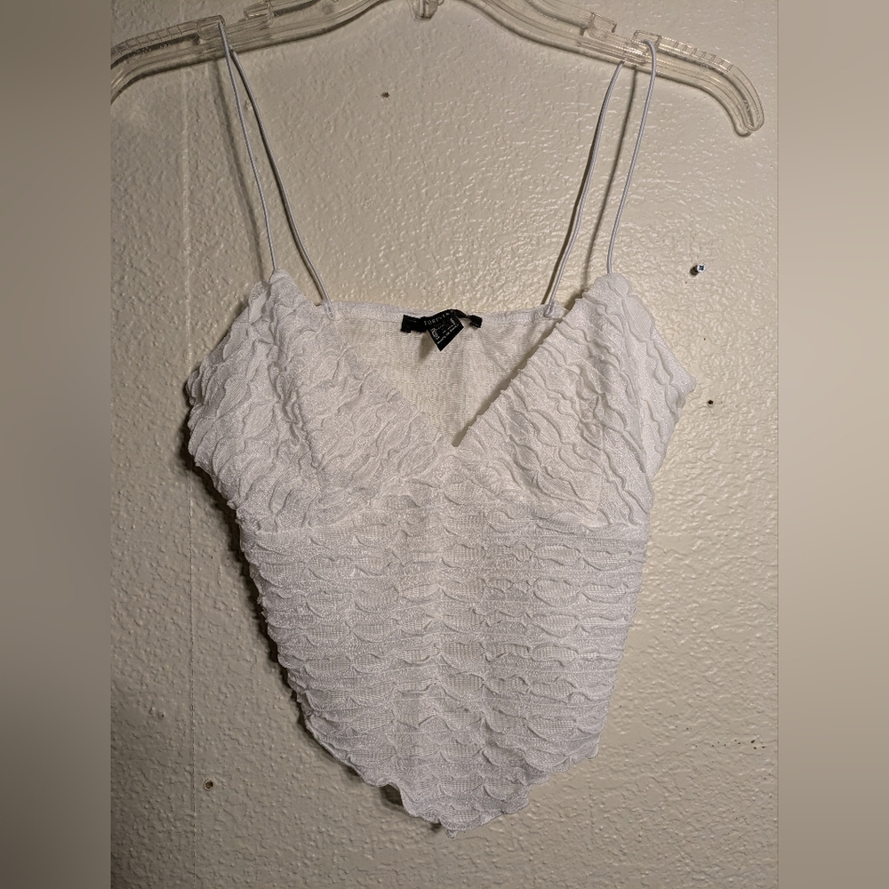 Forever 21 Elegant White Textured Women's Top Size Small